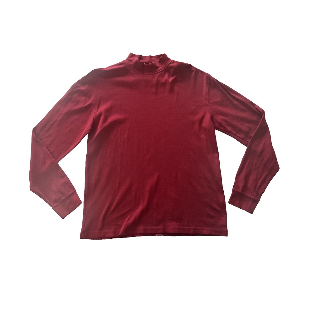Cabela's Men's Size L Regular Red High Neck Long Sleeve 100% Cotton